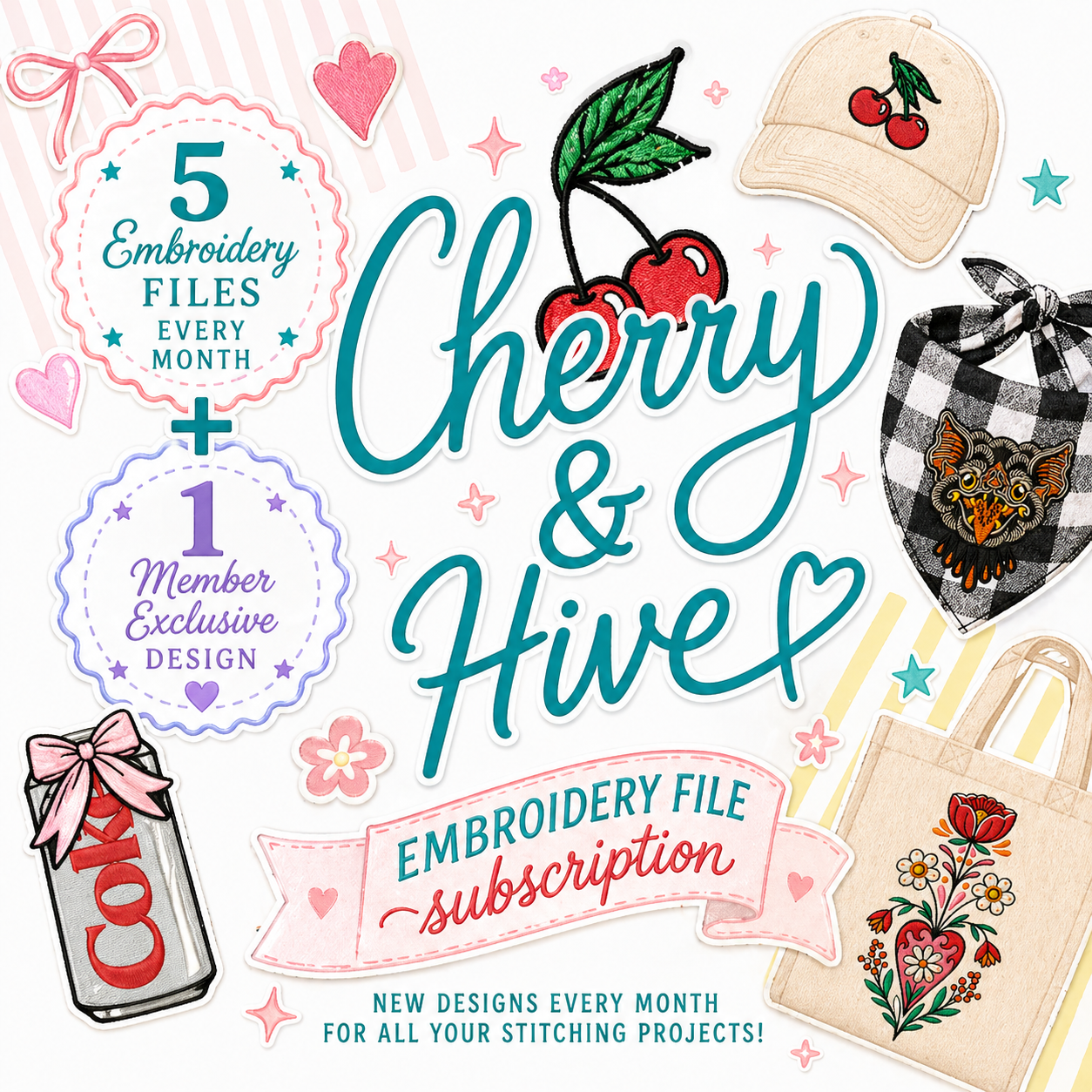 🧵 Cherry & Hive .PES monthly subscription