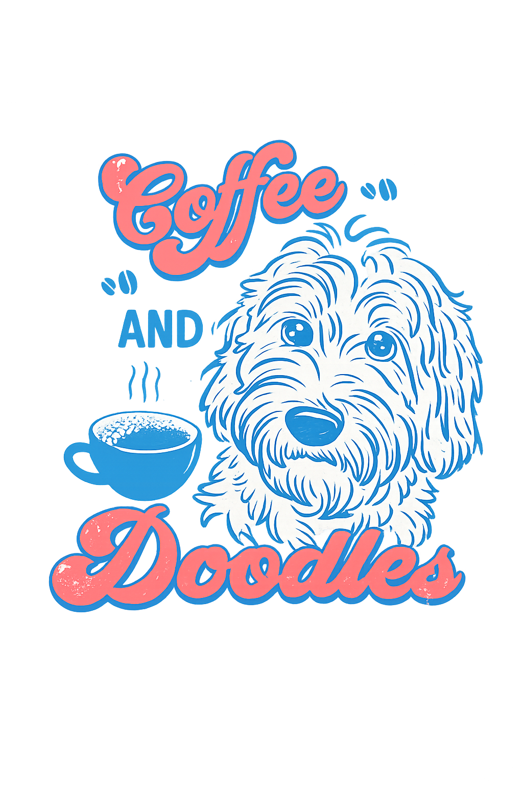 Coffee and Doodles SVG | Dog Lover SVG | Retro Coffee SVG | Doodle Dog Shirt Design | Cricut & Silhouette Cut File | SVG